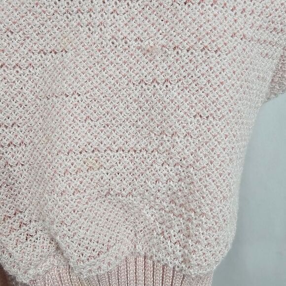St. Croix Two Tone Texture V-Neck Sweater in Pink - Size L - Picture 9 of 10